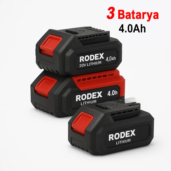 Rodex 20V Akülü 4’lü Şarjlı Matkap Seti Darbeli Matkap, Vidalama, Somun Sıkma ve Taşlama Makinesi - Resim 5