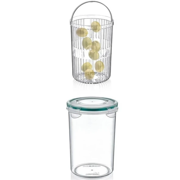 BUFFER® Zeytin Turşu Sebze Yıkama Kutusu Klipsli Kapaklı Saklama Kabı - 7