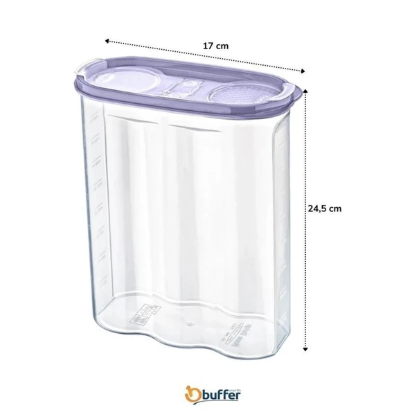 BUFFER® 2 Kapaklı Ölçekli Erzak Kuru Gıda Saklama Kutusu Kabı 2,4 Litre-SA940 - 8