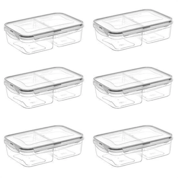 BUFFER® 2 Bölmeli 1+1 Litre Kilitli Kapaklı Erzak Saklama Kabı LC-525 - 7