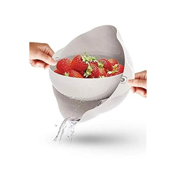 BUFFER® Çok Amaçlı 360 Derece Dönebilir Pratik Hazneli Mutfak Süzgeç Elek - 2