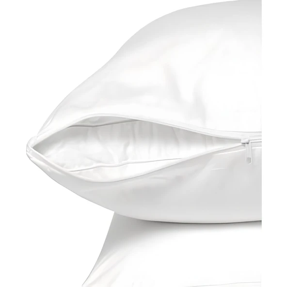 Beyaz fermuarlı yastık mitili, yastık kılıfı ürün görseli