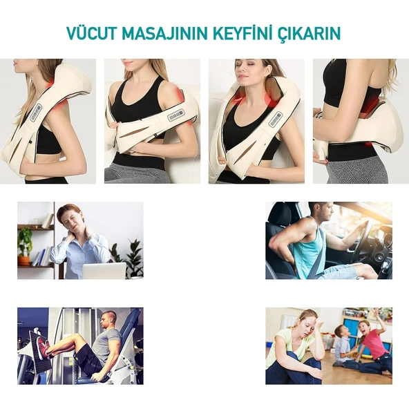 Ovmalı Ve Isıtmalı Boyun Masaj Aleti Boyun Ve Sırt Masaj Aleti Araba Ofis Ev Kullanımı Masaj Aleti Bel Ayak Kol Masaj Aleti Tüm Vücut Masaj Aleti - Resim 5