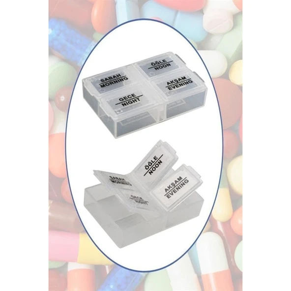 BUFFER® 4 Öğün Günlük Hap İlaç Saklama Taşıma Kutusu İlaç Hatırlatıcı - 8