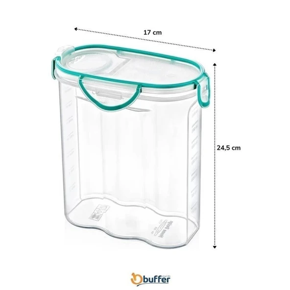 BUFFER® Kilitli Kapaklı Contalı Hava,Su Sıvı Geçirmez 2,4 Litre Erzak Saklama Kabı-SA590 - 8