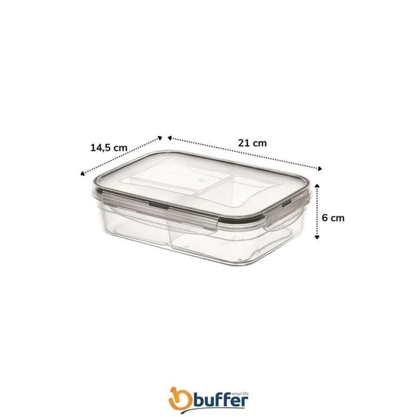 BUFFER® 3 Bölmeli Kilitli Kapaklı 1 Litre Erzak Saklama Kabı LC-510 - 8