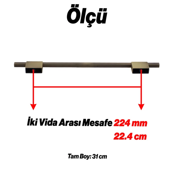 Boyut Soft Antik Sarı Renk Metal 22.4 cm Dolap Çekmece Kulbu Mutfak Dolabı Kapak Kulpları Mobilya - Resim 2