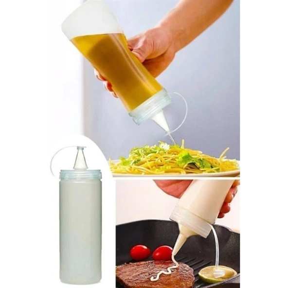 BUFFER® Şeffaf Kapaklı Sızdırmaz Yağlık Sosluk Şişesi Plastik Yağdanlık 400 ml AP-9028 - 5