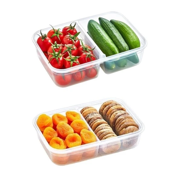 BUFFER® 2 Bölmeli Sızdırmaz Contalı Kilitli Kapaklı 1 Litre Erzak Saklama Kabı -LC505 - 6