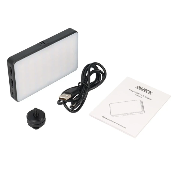 ayex W140 RGB LED Video Işığı 20 Özel Işık Efekti, LCD Ekran, Dahili 3100mAh Batarya - 9