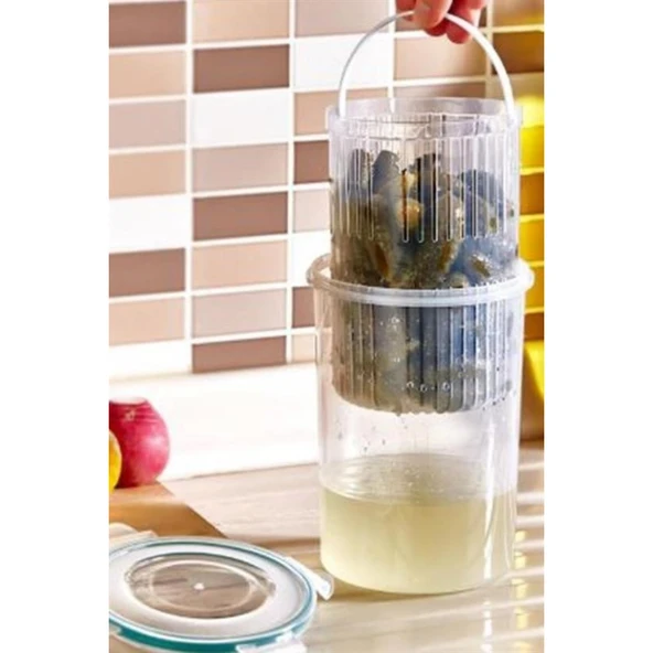 BUFFER® Zeytin Turşu Sebze Yıkama Kutusu Klipsli Kapaklı Saklama Kabı - 5