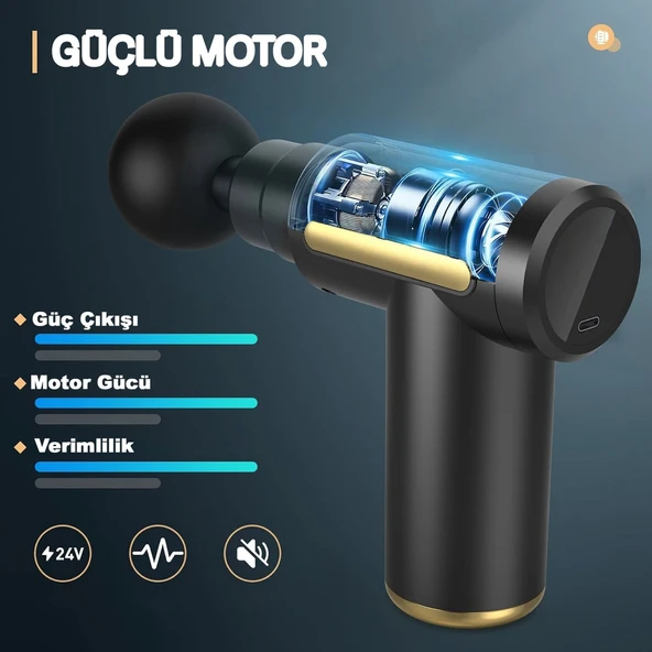 Tabanca Masaj Aleti Kas Masaj Tabancası Fırçasız Motorlu Type C Şarjlı Masaj Aleti 4 Farklı Masaj Başlığı Masaj Aleti Darbeli Titreşimli Masaj Aleti - Resim 3