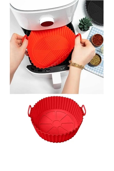 Tüm Airfryer'lere Uyumlu Silikon Yapışmaz Pişirme Kabı Yıkanabilir Kullanışlı Silicon Kap - 5