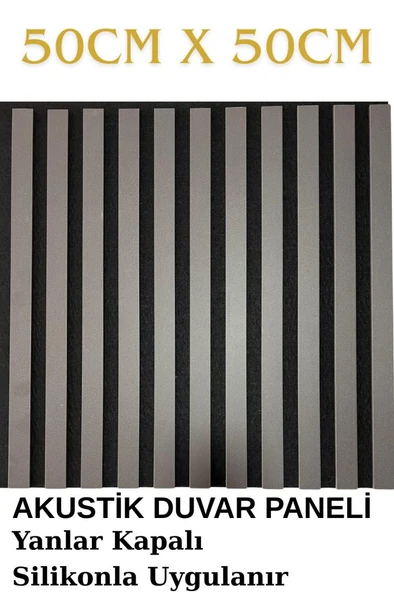 Hard Gri Akustik Panel 3mm Keçe ve 8mm Mdflam Pinterest Salon Ofis Duvar Paneli 50X50cm 1 Adet - 3