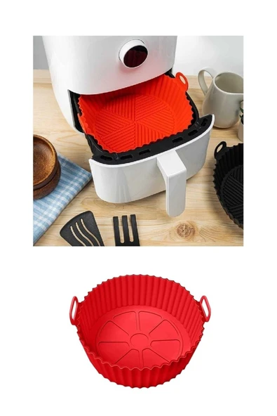 Tüm Airfryer'lere Uyumlu Silikon Yapışmaz Pişirme Kabı Yıkanabilir Kullanışlı Silicon Kap - 3