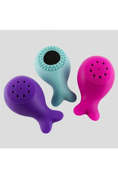 3'lü Silikon Balık Figürlü Yüz Temizleme Fırçası ve Maske Çırtlı Saç Bandı - 2