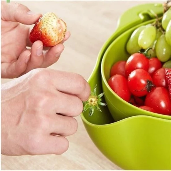 BUFFER® Çok Amaçlı 360 Derece Dönebilir Pratik Hazneli Mutfak Süzgeç Elek - 6