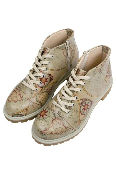 Kadın Vegan Deri Bej Fermuarlı Kısa Bot - Change Your Course Tasarım - 2