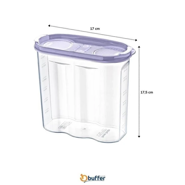 BUFFER® 2 Kapaklı Ölçekli Erzak Kuru Gıda Saklama Kutusu Kabı - 1,7 Litre - SA935 - 8