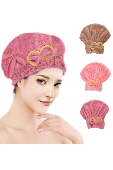 1 Adet Standart Mikrofiber Lastikli Banyo Saç Bonesi Havlusu - 2