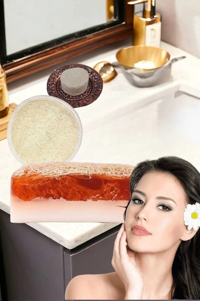 3'lü Yüz Temizleme Leke Akne Ölü Deri Peeling Ruşur Taşı Masaj Etkili Keçi Sütü Çilekli Sabun - 2