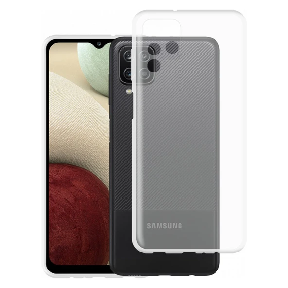 Samsung Galaxy A12 Uyumlu Lux Seri Premium Şeffaf Silikon Kılıf ürün görseli 1