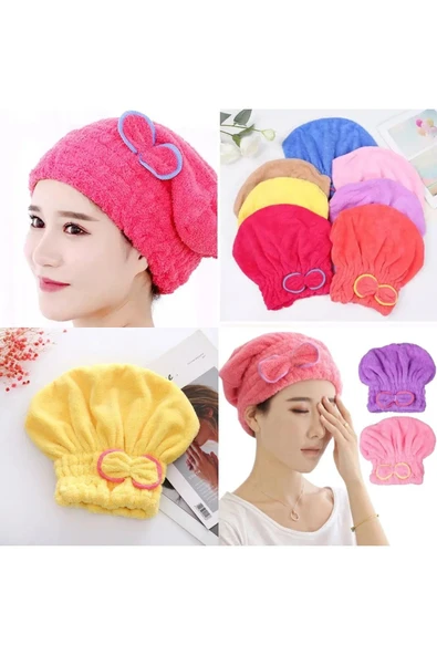 1 Adet Standart Mikrofiber Lastikli Banyo Saç Bonesi Havlusu