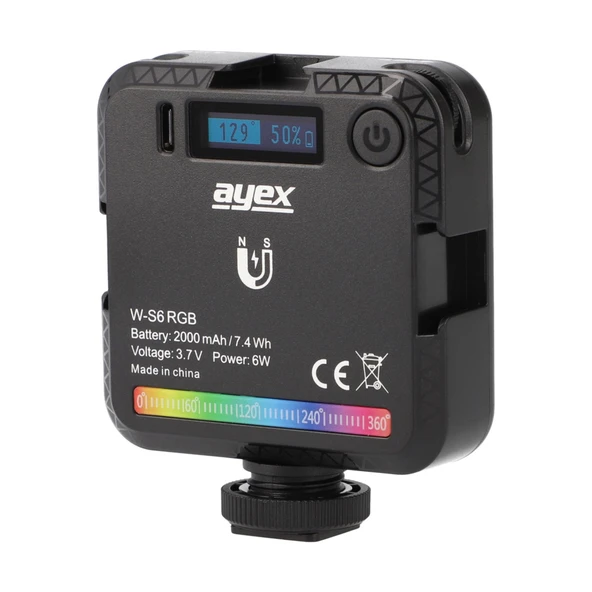 Ayex RGB LED Ambiyans Işık 45 LED, 2000mAh Şarjlı, Type-C, W-S6 - 4