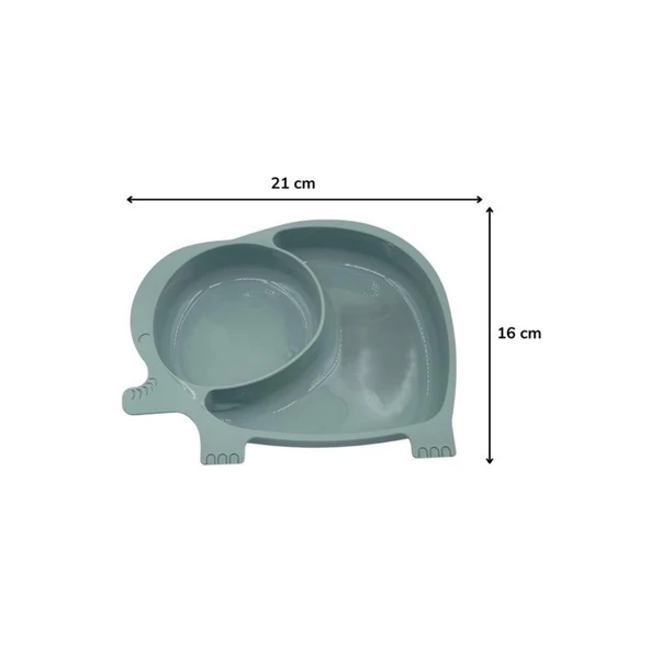 BUFFER® Bebek ve Çocuk için Sevimli Fil Model Desenli Yemek Bebek Mama Kabı Bölmeli Tabak - 3