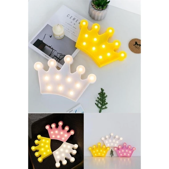 BUFFER® 3D Dekoratif Pilli Kraliçe Tacı Model Led Masa ve Gece Lambası - 6