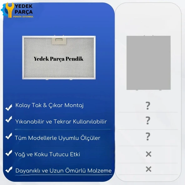 Mekappa Uyumlu Davlumbaz 26,5X38,8 CM Arka Ara 12,5CM Aspiratör Filtresi - Resim 5