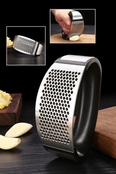 Paslanmaz Çelik Tutma Kollu Sarmısak Zencefil Ezeceği Metal Rende Sarımsak Parcalayıcı Ezecek - 3
