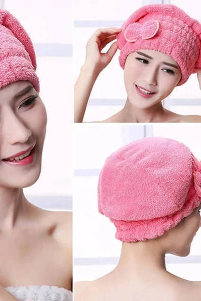 1 Adet Standart Mikrofiber Lastikli Banyo Saç Bonesi Havlusu - 4