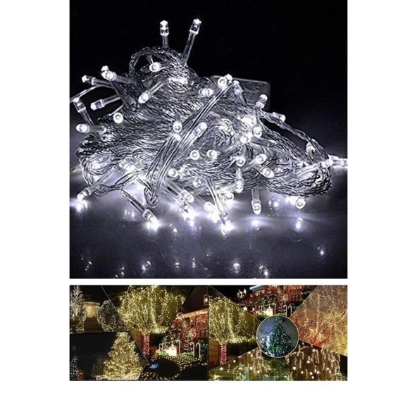BUFFER® 100 Ledli 8 Fonksiyonlu 10 Metre Led Aydınlatma Dekor Lambası (beyaz) - 8