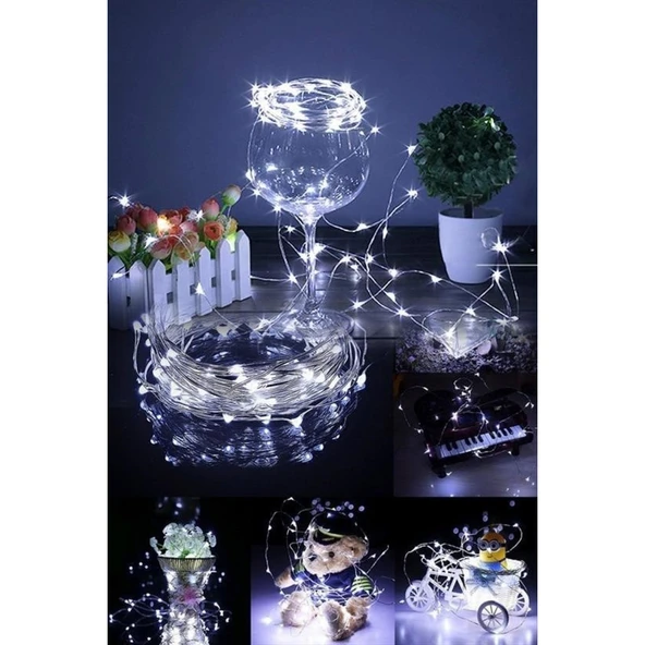 BUFFER® Pilli 5 metre Dekoratif Peri Led Beyaz Aydınlatma Süsleme Lambası - 6