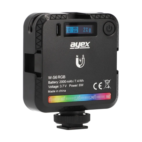 Ayex RGB LED Ambiyans Işık 45 LED, 2000mAh Şarjlı, Type-C, W-S6 - 3