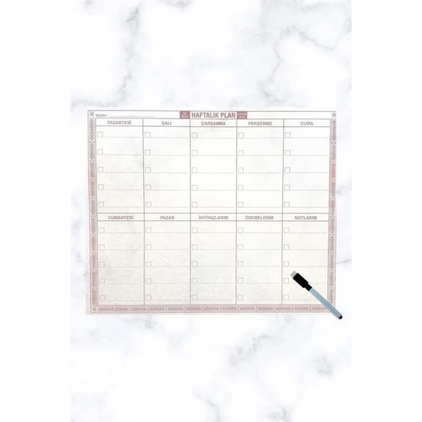 BUFFER® Şeffaf Kendiliğinden Yapışkanlı Kalemli Haftalık Planlayıcı 40cm-50cm - 4