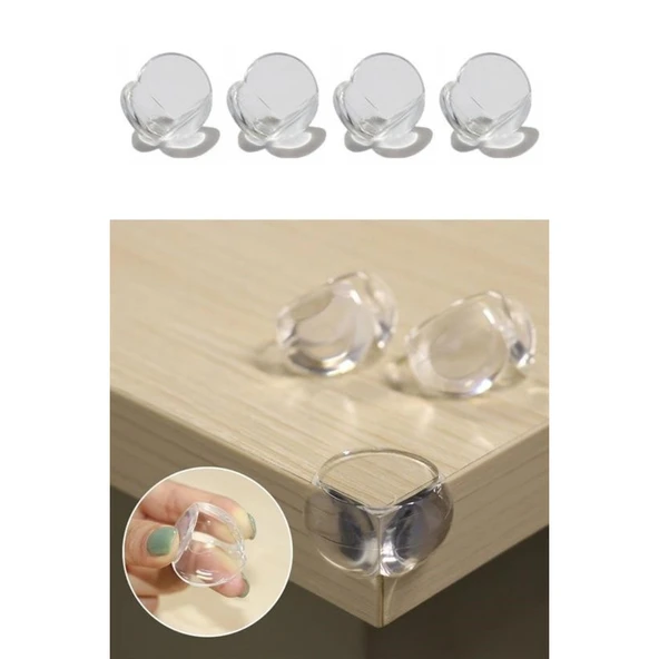 BUFFER® Bebek Çocuk Yumuşak ve Esnek Dairesel Şeffaf Yapışkanlı Güvenlik Köşe Koruyucu (4 Adet) - 8