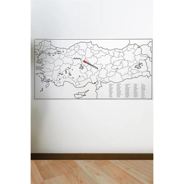 Yazılabilir Türkiye Haritası Manyetik Duvar Stickerı 110 x 56 cm - 4