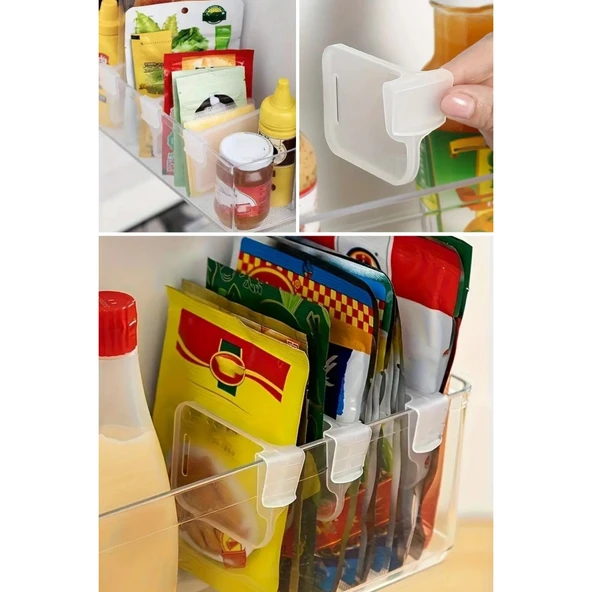 BUFFER® 10'luŞeffaf Buzdolabı Yan Kapı Düzenleyici Buzdolabı Dolap İçi Bölümleyici Aparatlar - 8