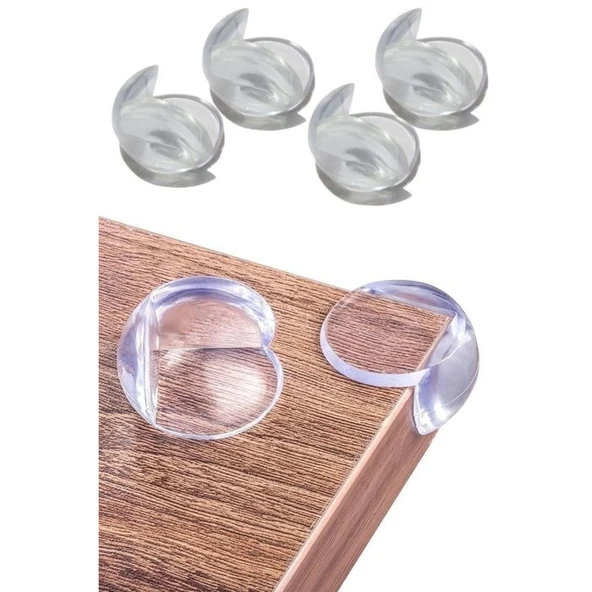 BUFFER® Bebek Çocuk Yumuşak ve Esnek Dairesel Şeffaf Yapışkanlı Güvenlik Köşe Koruyucu (4 Adet) - 7
