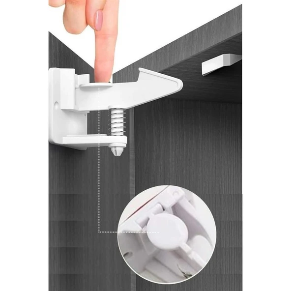 BUFFER® Bebek Çocuk Güvenliği Korumalı Yapışkan Çekmece ve Dolap İçin Tutucu Gizli Güvenlik Kilidi - 6