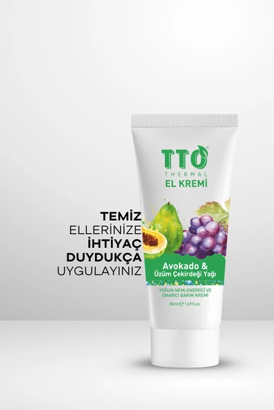 TTO Thermal El Kremi – Avokado & Üzüm Çekirdeği Yağı (50 ml) - Resim 4