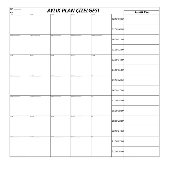 BUFFER® Aylık Planlayıcı Manyetik Duvar Stickerı Takvim Plan Çizelgesi - 1