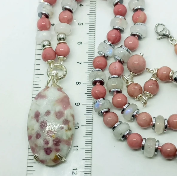 2434 Rubellite Rodonit Aytaşı el yapımı kolye - 4