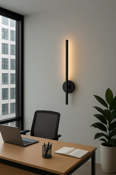 VOLTMARKET Siyah Pilli 70cm Tak Çalıştır Pil Dahil Duvar Aplik Günışığı 3000k (1 ADET)