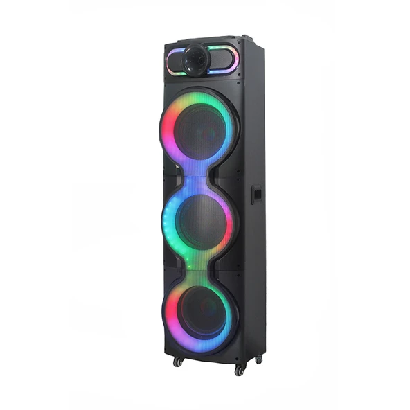 GD-3126 Dijital LED Göstergeli Mikrofonlu RGB TWS Üçlü 10 inç Stereo Bass Kablosuz Karaoke Hoparlör - 5