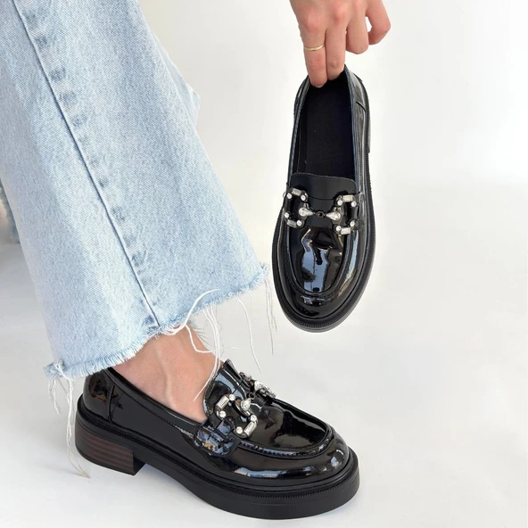 Pabucmarketi Siyah Rugan Kadın Oxford Ayakkabı - 4