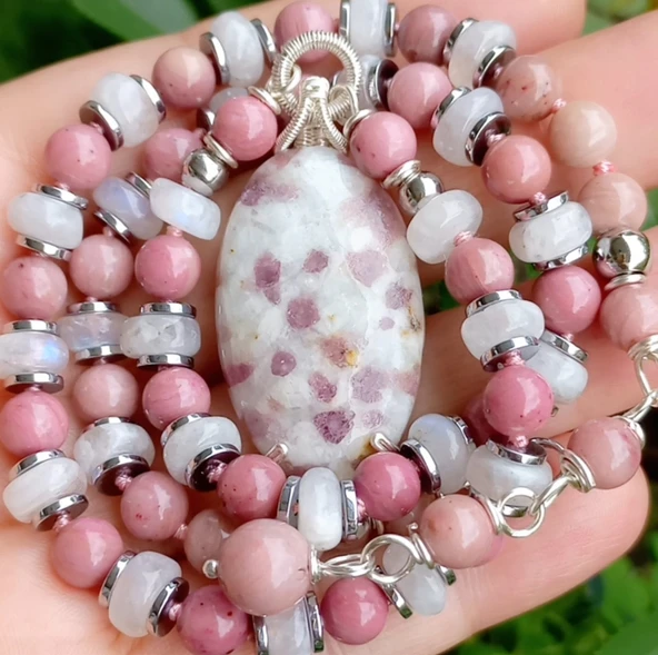 2434 Rubellite Rodonit Aytaşı el yapımı kolye - 7