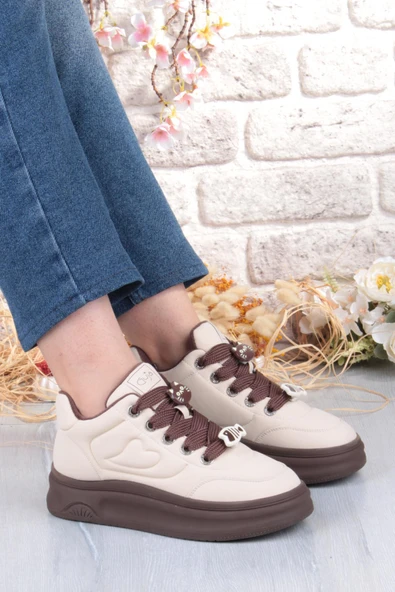 Guja Getto Emoji Süs Detaylı Rahat Hafif Kalın Taban Kadın Sneaker Ayakkabı - Resim 8